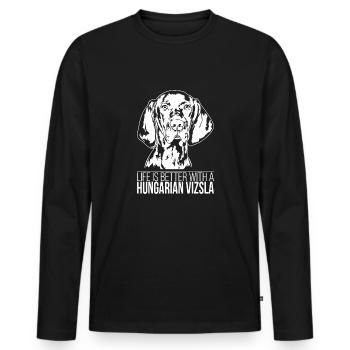 Hungarian Vizsla life is better Dogs Wilsigns - Men's Premium Organic Long Sleeve Shirt - black - Front - Nico (187cm)