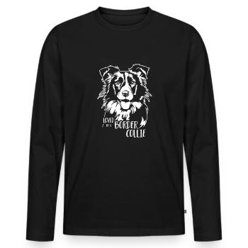 Loved by a Border Collie Dog Dog Wilsigns - Men's Premium Organic Long Sleeve Shirt - black - Front - Nico (187cm)