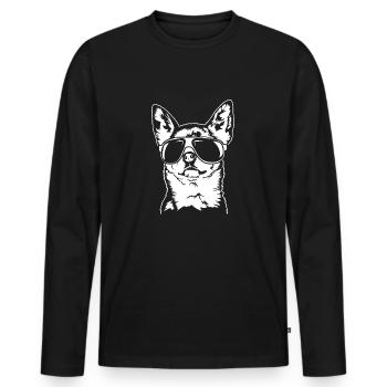 Chihuahua Cool with Sunglasses Dogs Wilsigns - Men's Premium Organic Long Sleeve Shirt - black - Front - Nico (187cm)