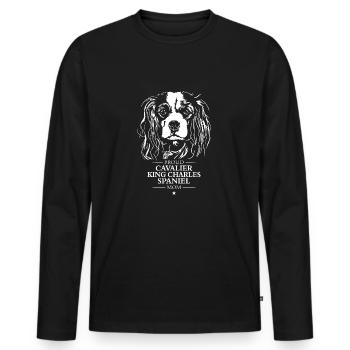 Cavalier King Charles Épagneul Maman Chiens Wilsigns - T-shirt manches longues Premium bio Homme - noir - Devant - Nico (187cm)