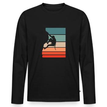 Climbing Retro Style Vintage - Men's Premium Organic Long Sleeve Shirt - black - Front - Nico (187cm)