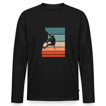 Climbing Retro Style Vintage - Men's Premium Organic Long Sleeve Shirt - black - Front - Nico (187cm)