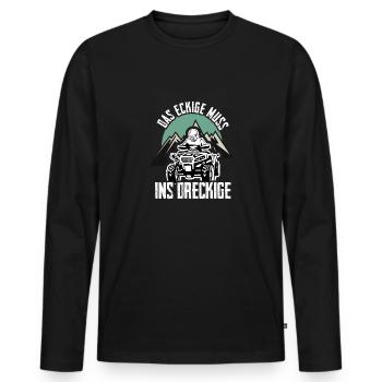 Quad Spruch lustig Dreck Offroad - Männer Premium Bio Langarmshirt - Schwarz - Vorne - Nico (187cm)