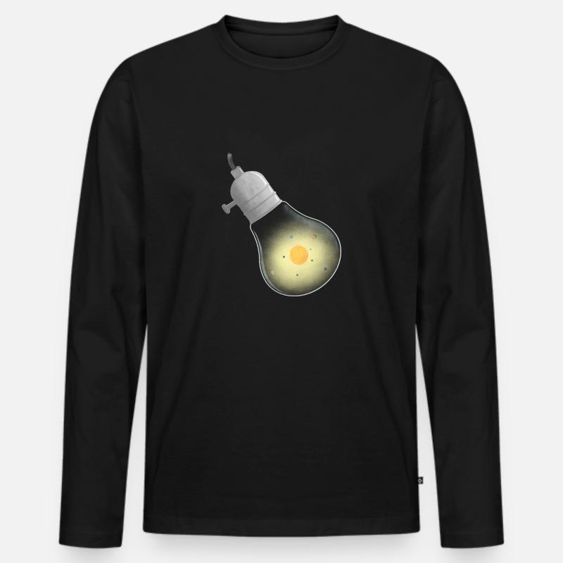 Glühbirne Sonnensystem Umlaufbahnen - Männer Premium Bio Langarmshirt - Schwarz