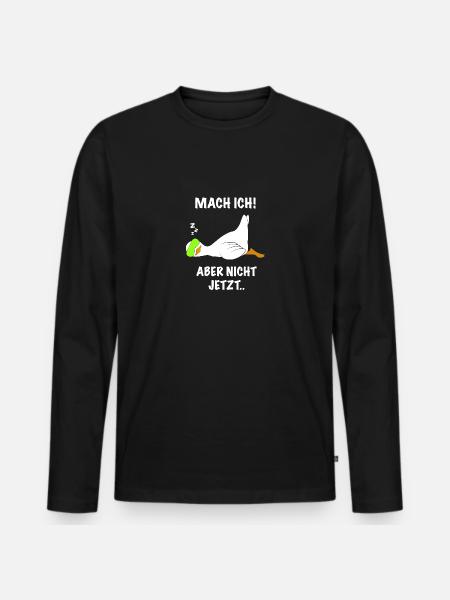 Ente lustig faul Spruch - Männer Premium Bio Langarmshirt - Schwarz