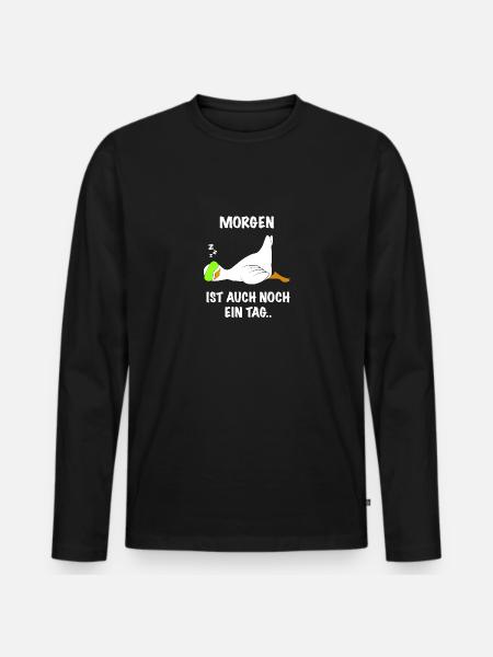 Ente lustig faul Spruch - Männer Premium Bio Langarmshirt - Schwarz