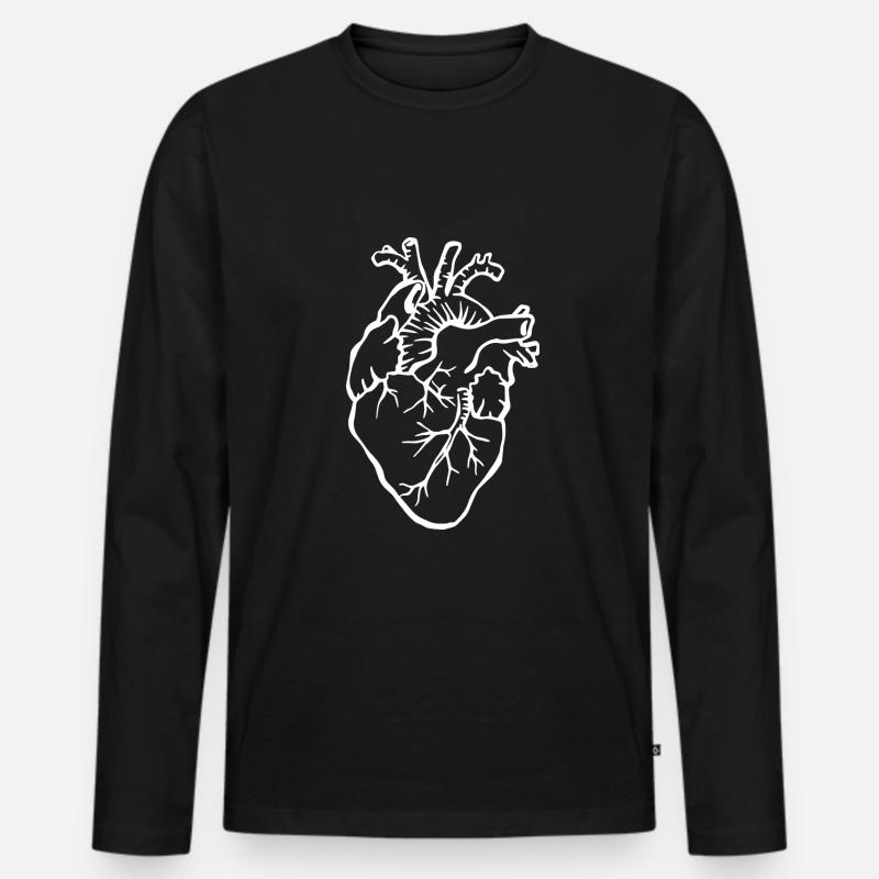 Herz Halloween - Männer Premium Bio Langarmshirt - Schwarz