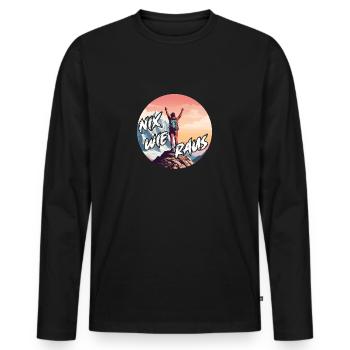 Nix wie raus - in die Natur - auf die Berge - Männer Premium Bio Langarmshirt - Schwarz - Vorne - Nico (187cm)