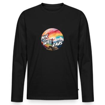 Nix wie raus - in die Natur - auf die Berge - Männer Premium Bio Langarmshirt - Schwarz - Vorne - Nico (187cm)