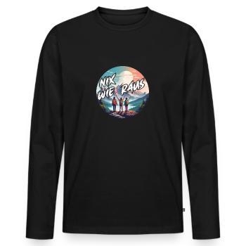 Nix wie raus mit der Familie in die Natur Wandern - Männer Premium Bio Langarmshirt - Schwarz - Vorne - Nico (187cm)