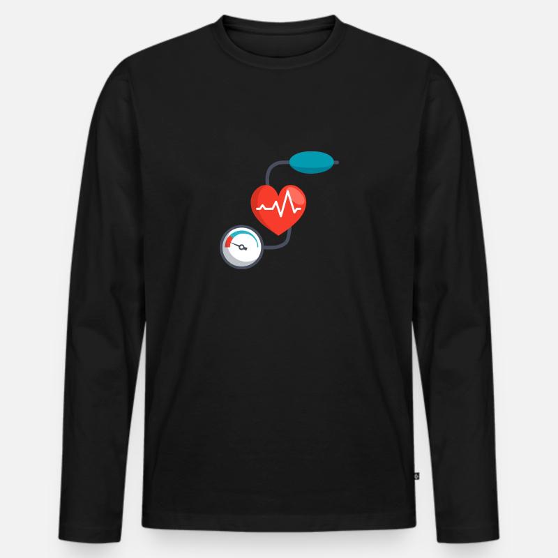 Blutdruckmessgerät - Männer Premium Bio Langarmshirt - Schwarz
