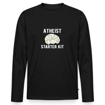 ATHEIST: Atheist Starter Kit - Männer Premium Bio Langarmshirt - Schwarz - Vorne - Nico (187cm)