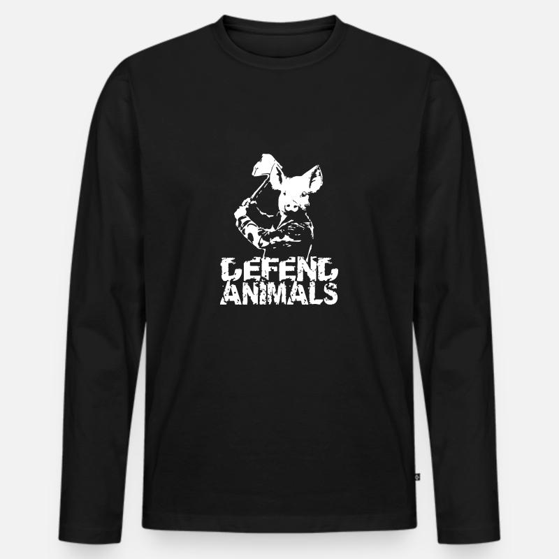 Tiere verteidigen - Männer Premium Bio Langarmshirt - Schwarz