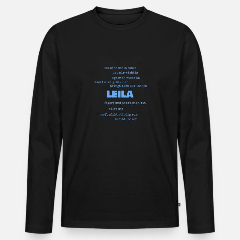 Leila als Sprüche - Männer Premium Bio Langarmshirt - Schwarz