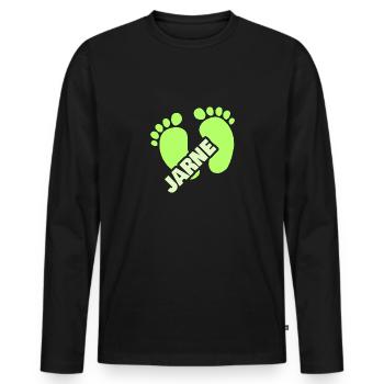 Geburt Jarne - Männer Premium Bio Langarmshirt - Schwarz - Vorne - Nico (187cm)