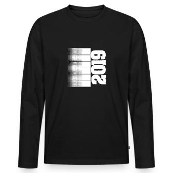 Freizeit 2019 - Männer Premium Bio Langarmshirt - Schwarz - Vorne - Nico (187cm)
