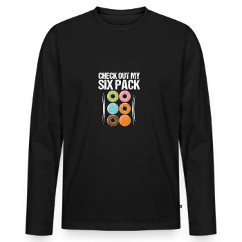 Look at my six pack donut pack logo gift - Men's Premium Organic Long Sleeve Shirt - black - Front - Nico (187cm)
