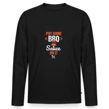 BBQ sauce meat spice men want to grill! - Men's Premium Organic Long Sleeve Shirt - black - Front - Nico (187cm)