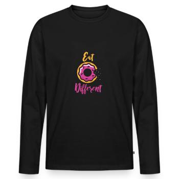 Donut Donuts Logo Spruch mit pink Glasur - Männer Premium Bio Langarmshirt - Schwarz - Vorne - Nico (187cm)