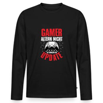 Gamer Altern Nicht Sie Erhalten Ein Update - Männer Premium Bio Langarmshirt - Schwarz - Vorne - Nico (187cm)