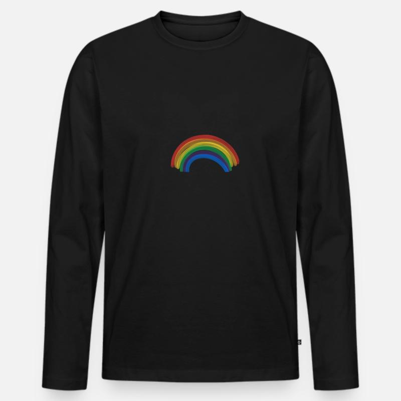Regenbogen Illustration - Männer Premium Bio Langarmshirt - Schwarz