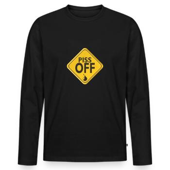 piss off insult English humor panel 505 w - Men's Premium Organic Long Sleeve Shirt - black - Front - Nico (187cm)