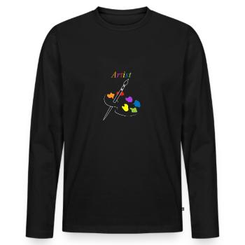 artiste - T-shirt manches longues Premium bio Homme - noir - Devant - Nico (187cm)