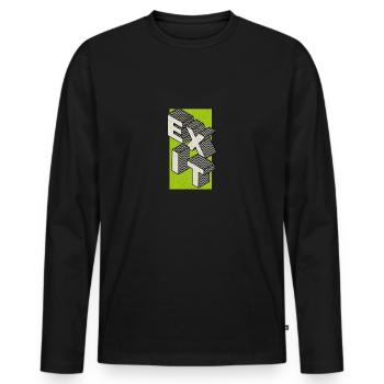 Exit - take the exit - in green - Men's Premium Organic Long Sleeve Shirt - black - Front - Nico (187cm)