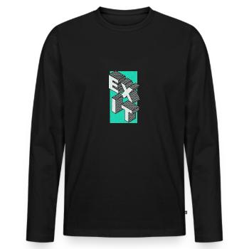 Exit - take the exit - Men's Premium Organic Long Sleeve Shirt - black - Front - Nico (187cm)