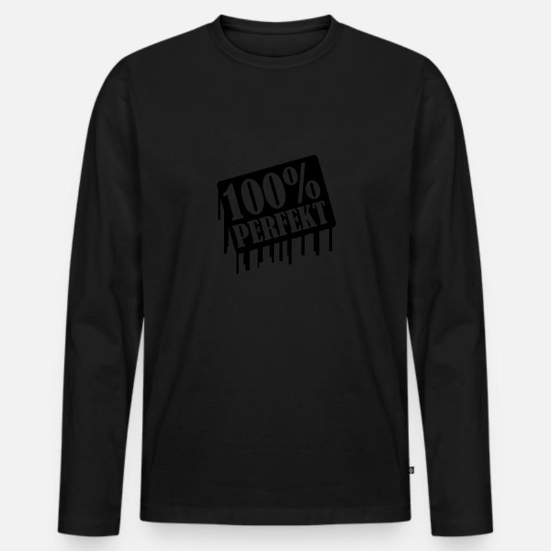100 Perfekt - Männer Premium Bio Langarmshirt - Schwarz