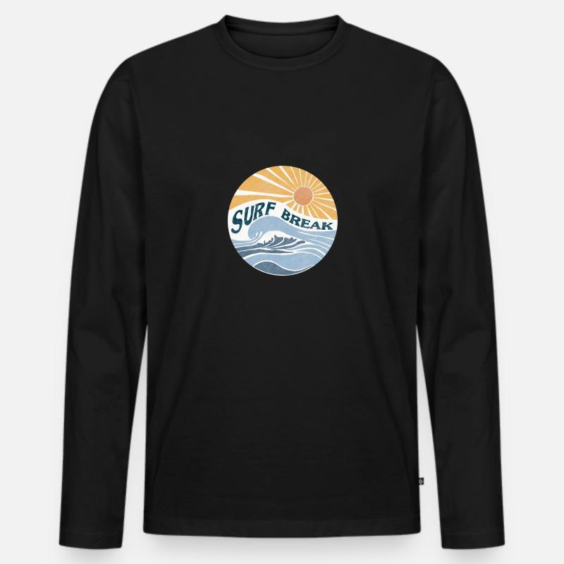 Surf Break - Männer Premium Bio Langarmshirt - Schwarz