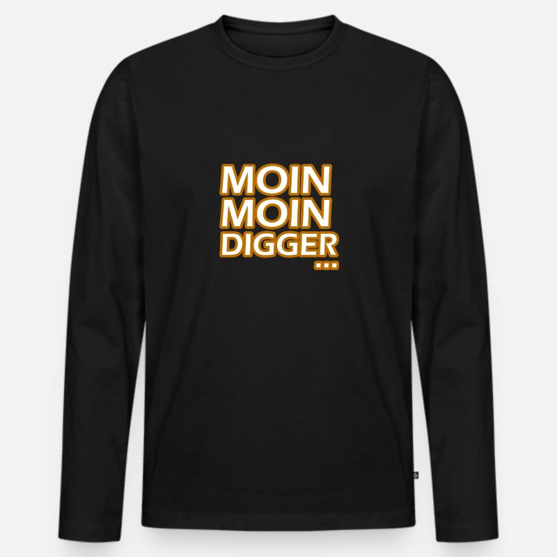 Moin Moin Digger - Männer Premium Bio Langarmshirt - Schwarz