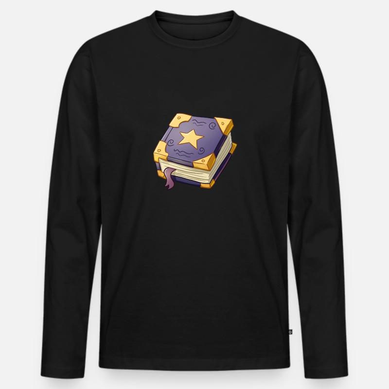 Zauberer Zauberbuch - Männer Premium Bio Langarmshirt - Schwarz
