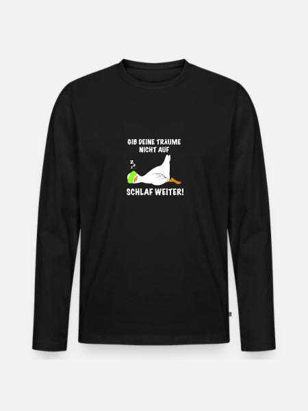 Ente lustig faul Spruch - Männer Premium Bio Langarmshirt - Schwarz