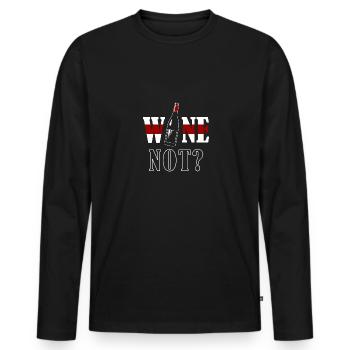 Wine not - Men's Premium Organic Long Sleeve Shirt - black - Front - Nico (187cm)