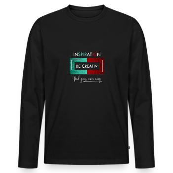 Inspiration Be creative - Men's Premium Organic Long Sleeve Shirt - black - Front - Nico (187cm)