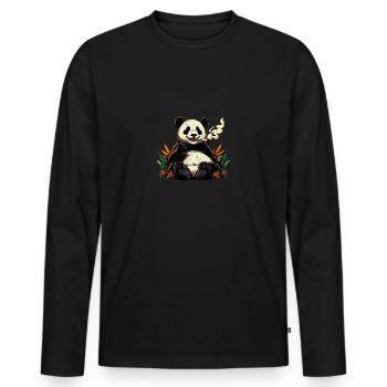 Ganja Bear Legalization Stoner - Men's Premium Organic Long Sleeve Shirt - black - Front - Nico (187cm)