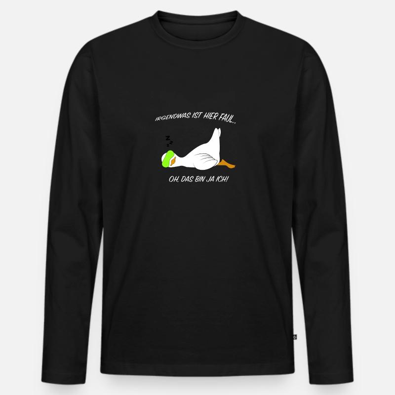 Ente lustig faul Spruch - Männer Premium Bio Langarmshirt - Schwarz