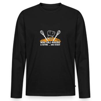 Mehl, Salz und Wasser - das reicht für gutes Brot - Männer Premium Bio Langarmshirt - Schwarz - Vorne - Nico (187cm)