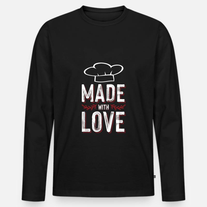 liebe kochen - Männer Premium Bio Langarmshirt - Schwarz
