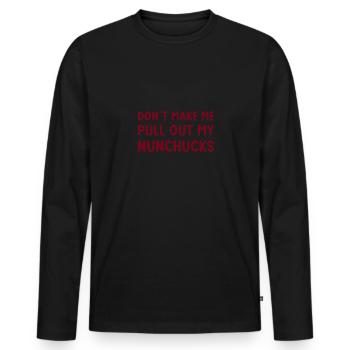 Nunchaku Ninjutsu Karate Training Ninja Weapons - Men's Premium Organic Long Sleeve Shirt - black - Front - Nico (187cm)