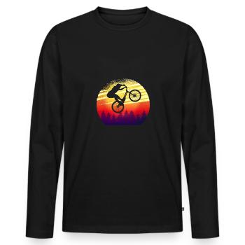 DH Bike MTB Downhill Mountainbike - Männer Premium Bio Langarmshirt - Schwarz - Vorne - Nico (187cm)