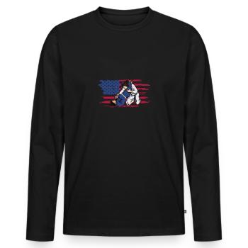 BJJ Filles Arts Martiaux Jiu Jitsu Arts Martiaux - T-shirt manches longues Premium bio Homme - noir - Devant - Nico (187cm)
