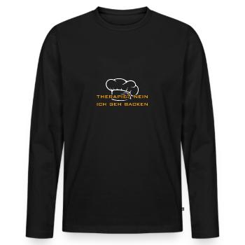 Backen ist meine Therapie - Männer Premium Bio Langarmshirt - Schwarz - Vorne - Nico (187cm)