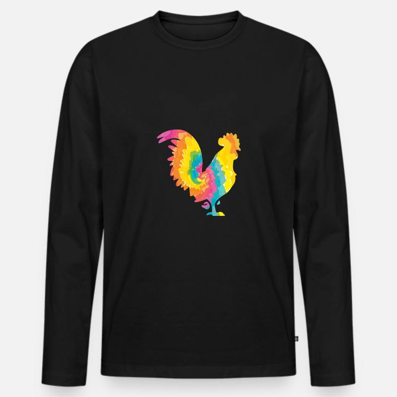Hühner Hahn - Männer Premium Bio Langarmshirt - Schwarz