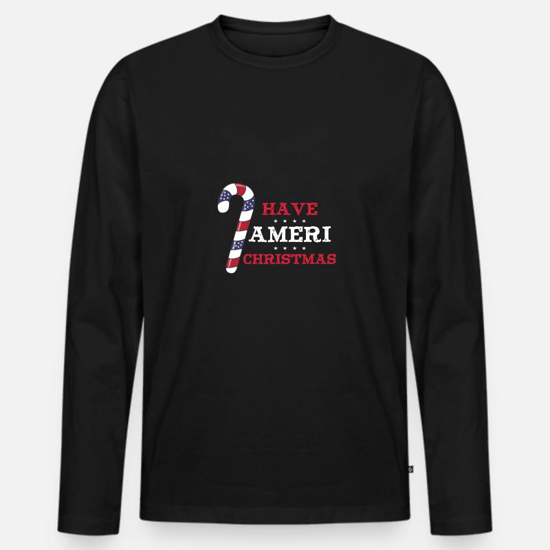Have Ameri Christmas - Männer Premium Bio Langarmshirt - Schwarz