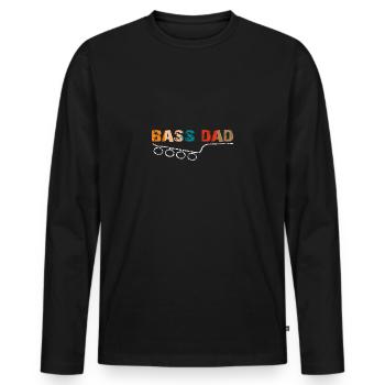 Papa joue de la basse - T-shirt manches longues Premium bio Homme - noir - Devant - Nico (187cm)