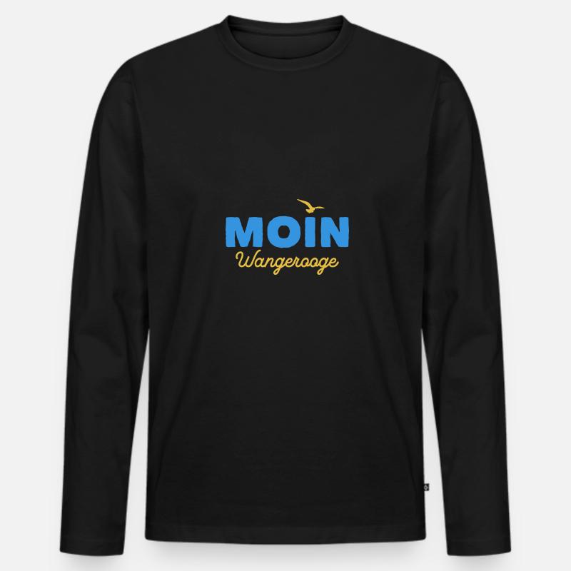 Nordsee Moin Wangerooge - Männer Premium Bio Langarmshirt - Schwarz