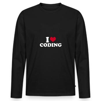 I Love Coding - Männer Premium Bio Langarmshirt - Schwarz - Vorne - Nico (187cm)