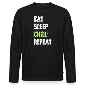 Chillen - Männer Premium Bio Langarmshirt - Schwarz - Vorne - Nico (187cm)